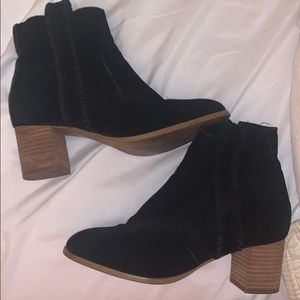 Black suede heeled booties